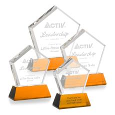 Costa on Base Amber Polygon Crystal Trophy - Crystal Trophies