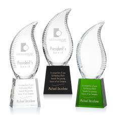 Hester Deep Etch Flame Crystal Trophy - Crystal Trophies