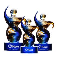 Friedman Blue Glass Trophy - Glass Trophies
