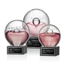 Carrasco Globe on Square Marble Glass Trophy - Glass Trophies