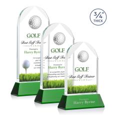 Cortez Golf on Helton Full Color Green Globe Crystal Trophy - Crystal Trophies
