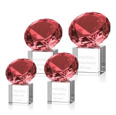 Diamond on Cube Ruby Crystal Trophy - Diamond Trophies