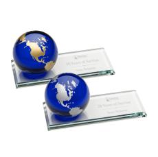 Dougherty Blue Globe Crystal Trophy - Crystal Trophies