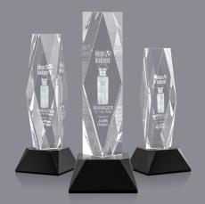 President 3D on Base Black Towers Crystal Trophy - Crystal Trophies