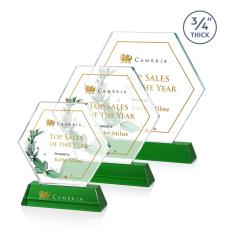 Colvin Full Color Green Polygon Crystal Trophy - Custom Trophies