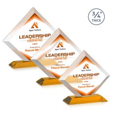 Carlson Full Color Amber Crystal Trophy - Crystal Trophies
