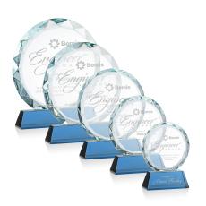 Linares Sky Blue Circle Crystal Trophy - Crystal Trophies