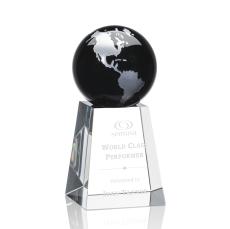 Krause Black/Silver Globe Crystal Trophy - Crystal Trophies