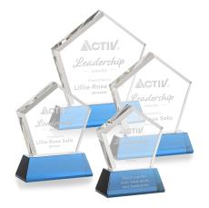 Costa on Base Sky Blue Polygon Crystal Trophy - Crystal Trophies