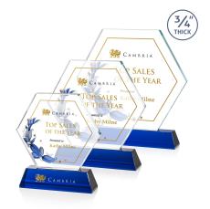 Colvin Full Color Blue Polygon Crystal Trophy - Crystal Trophies