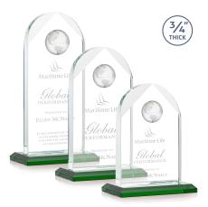 Cortez Green Globe Crystal Trophy - Crystal Trophies