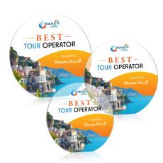 Jewell Full Color Gold Circle Acrylic Trophy - Acrylic Trophies