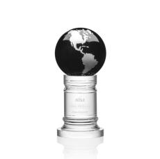 Crystal Pedestal Black/Silver Globe Crystal Trophy - Crystal Globe Awards