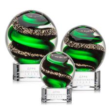 Boykin on Half Round Base Clear Globe Glass Trophy - Glass Trophies