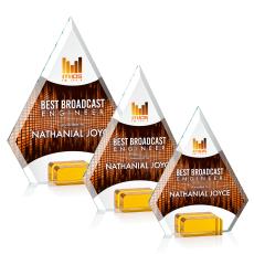 Norman Full Color Amber Crystal Trophy - Crystal Trophies