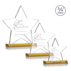 Ibarra Star Amber Crystal Trophy - Crystal Star Trophies