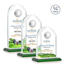 Cortez Golf Full Color Green Globe Crystal Trophy - Crystal Globe Awards