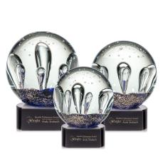 Maurer on Half Round Base Black Globe Glass Trophy - Glass Trophies