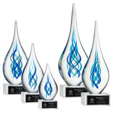 Bauman on Plated Crystal Base - Clear - Art Glass Trophies