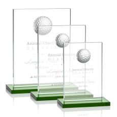 Carson Golf Green Rectangle Crystal Trophy - Crystal Trophies