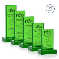 Cartwright Green Rectangle Crystal Trophy - Crystal Trophies