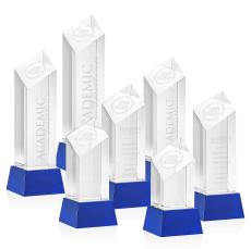 Knight on Base Blue Towers Crystal Trophy - Crystal Trophies