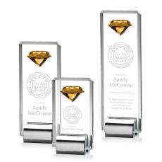 Cortes Diamond Amber Crystal Trophy - Trophies