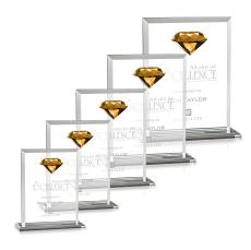 Latham Diamond Amber Rectangle Crystal Trophy - Crystal Trophies