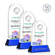 Cortez Globe Full Color on Helton Blue Peaks Crystal Trophy - Custom Trophies