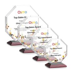 Elder Full Color Wood Polygon Crystal Trophy - Eco-Friendly Trophies