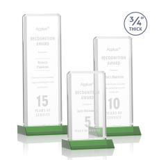 Stubbs Green Rectangle Crystal Trophy - Crystal Trophies
