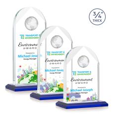 Cortez Globe Full Color Blue Peaks Crystal Trophy - Custom Trophies