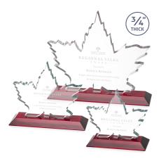 Sargent Leaf Red Unique Crystal Trophy - Patriotic and Government Awards 