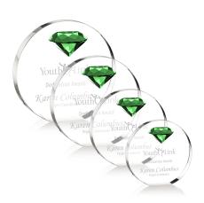 Ortiz Diamond Emerald Circle Crystal Trophy - Diamond Trophies