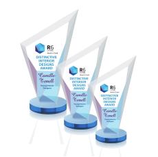 Charles Full Color Sky Blue Peaks Crystal Trophy - Crystal Trophies