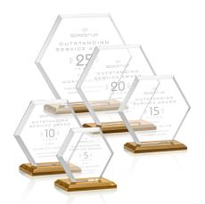 Santos Amber Polygon Crystal Trophy - Crystal Trophies