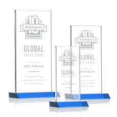 Stanley Sky Blue Rectangle Crystal Trophy - Crystal Trophies