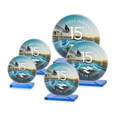 Drummond Full Color Sky Blue Circle Crystal Trophy - Crystal Trophies