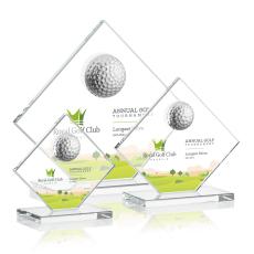 Humphrey Golf Full Color Clear Globe Crystal Trophy - Trophies