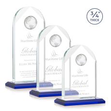 Cortez Blue Globe Crystal Trophy - Crystal Globe Awards
