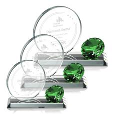 Winters Diamond Emerald Circle Crystal Trophy - Crystal Trophies