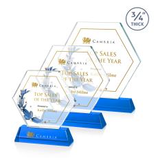 Colvin Full Color Sky Blue Polygon Crystal Trophy - Crystal Trophies