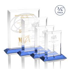 Hinton Sky Blue Rectangle Crystal Trophy - Crystal Trophies