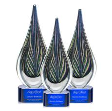 McBride Tear Drop on Blue Base Glass Trophy - Glass Trophies