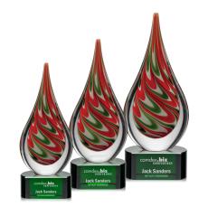 Richmond Green Tear Drop Glass Trophy - Glass Trophies