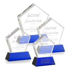 Costa on Base Blue Polygon Crystal Trophy - Crystal Trophies