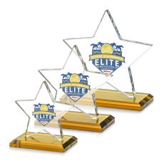 Gamboa Star Full Color Amber Crystal Trophy - Trophies