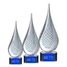 Greene Blue Tear Drop Glass Trophy - Glass Trophies