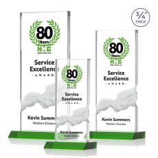 Rubin Full Color Green Rectangle Crystal Trophy - Custom Trophies