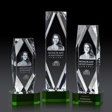 Atkinson 3D on Base Green Towers Crystal Trophy - Crystal Trophies